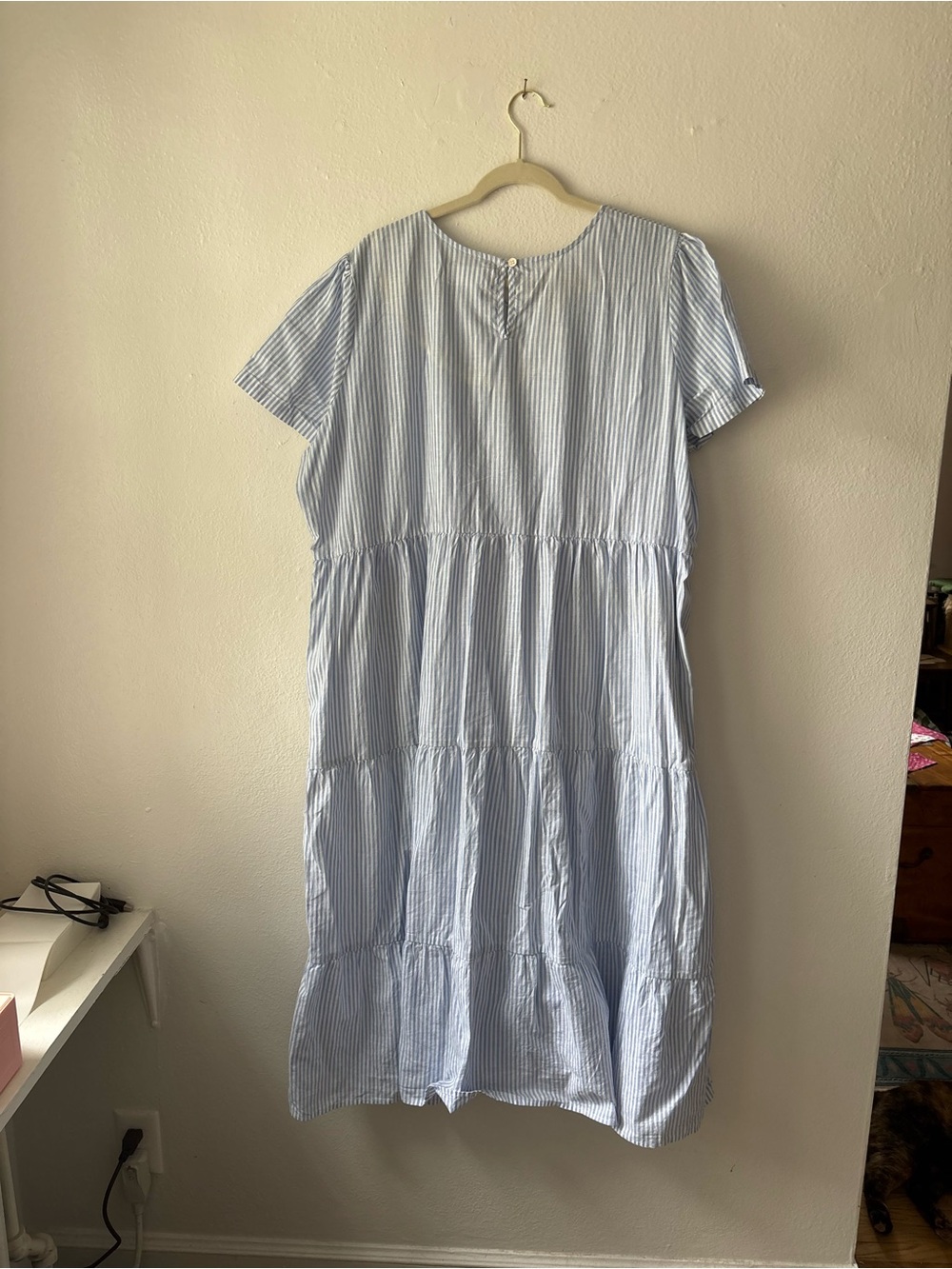 Tradlands Chalet Light Blue Stripe Tiered Short-Sleeve Women's Dress - Picture 6 of 6